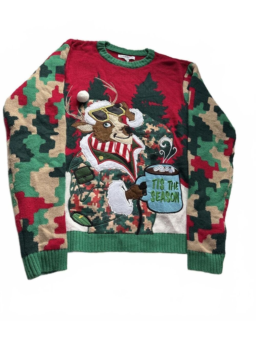 Festive Celebrate Together Reindeer Ugly Christmas Sweater Men’s size XL Humor
